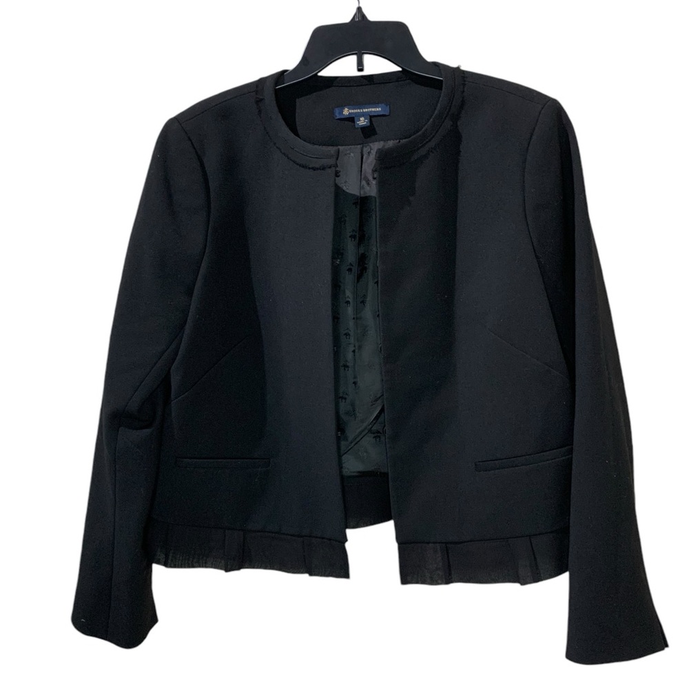 Brooks Brothers Wool Blend Blazer Short Jacket with Ruffle Lace Hemline- runs sm